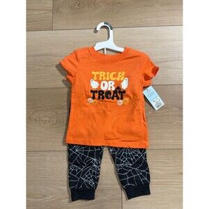 Cat & Jack Infants 18 Months "Trick or Treat" Orange Gray Halloween Ghosts Set